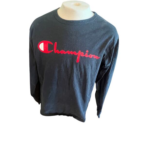 CHAMPION BLACK WITH RED LOGO TSHIRT MENS XL - Picture 2 of 7
